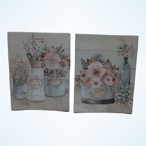 Flower market canvas wall art, rustic decor, print, wall hanging